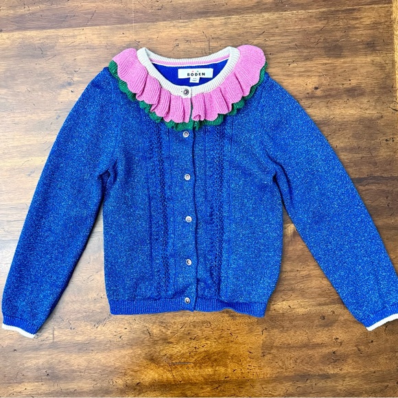 Mini Boden Other - Mini Boden Frill Sparkle Cardigan, Navy Multi Sparkle Size 8-9 NWOT
